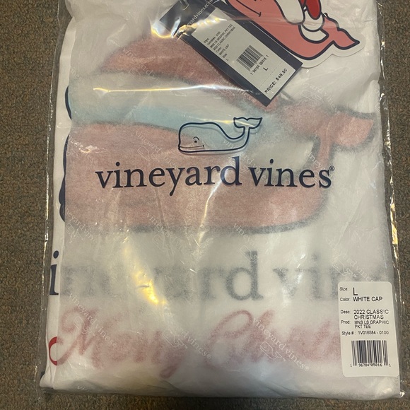 Vineyard Vines Santa Whale Christmas Long-Sleeve Pocket Tee Unisex Size Large - Picture 4 of 8